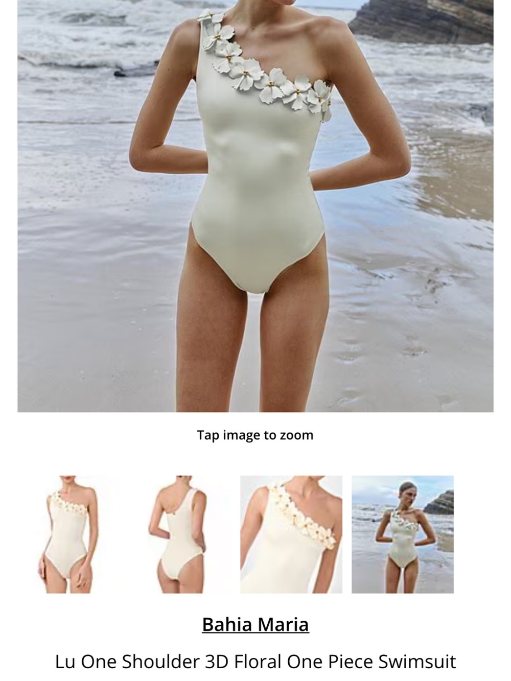 Cream One-Shoulder Floral One-Piece Swimsuit